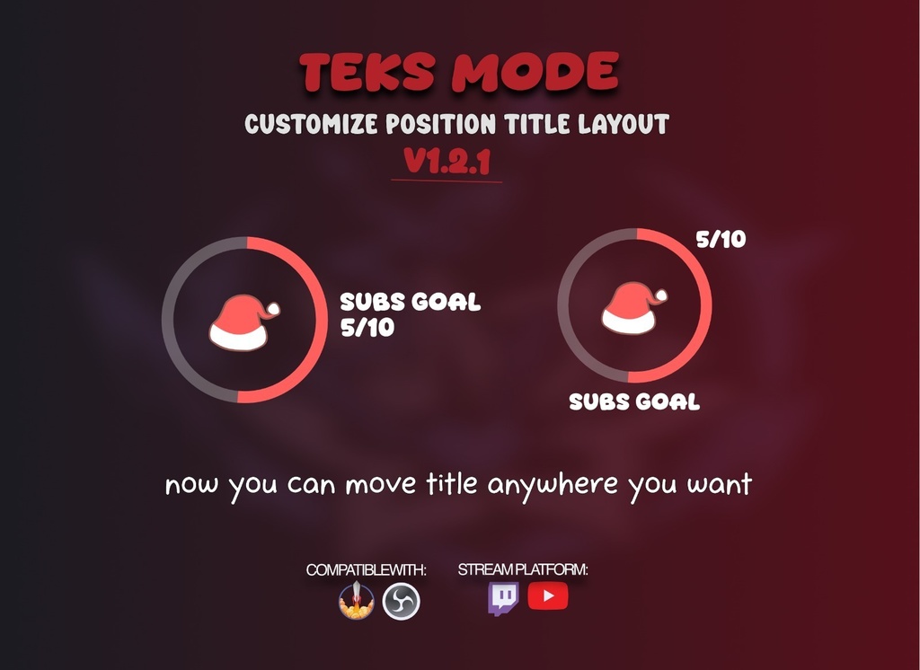 Round Goal Widget for Twitch & YouTube | Streamelement - Christmas Edition | Red (v1.2.1)
