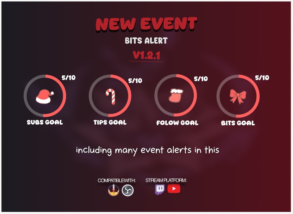 Round Goal Widget for Twitch & YouTube | Streamelement - Christmas Edition | Red (v1.2.1)