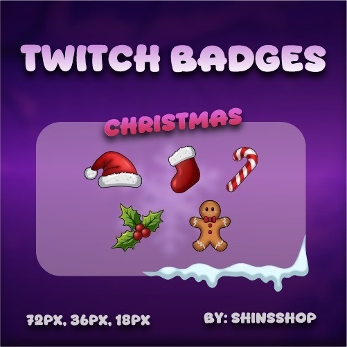 Christmas Cute Purple Badges Twitch Sub Badges - Badges for Stream