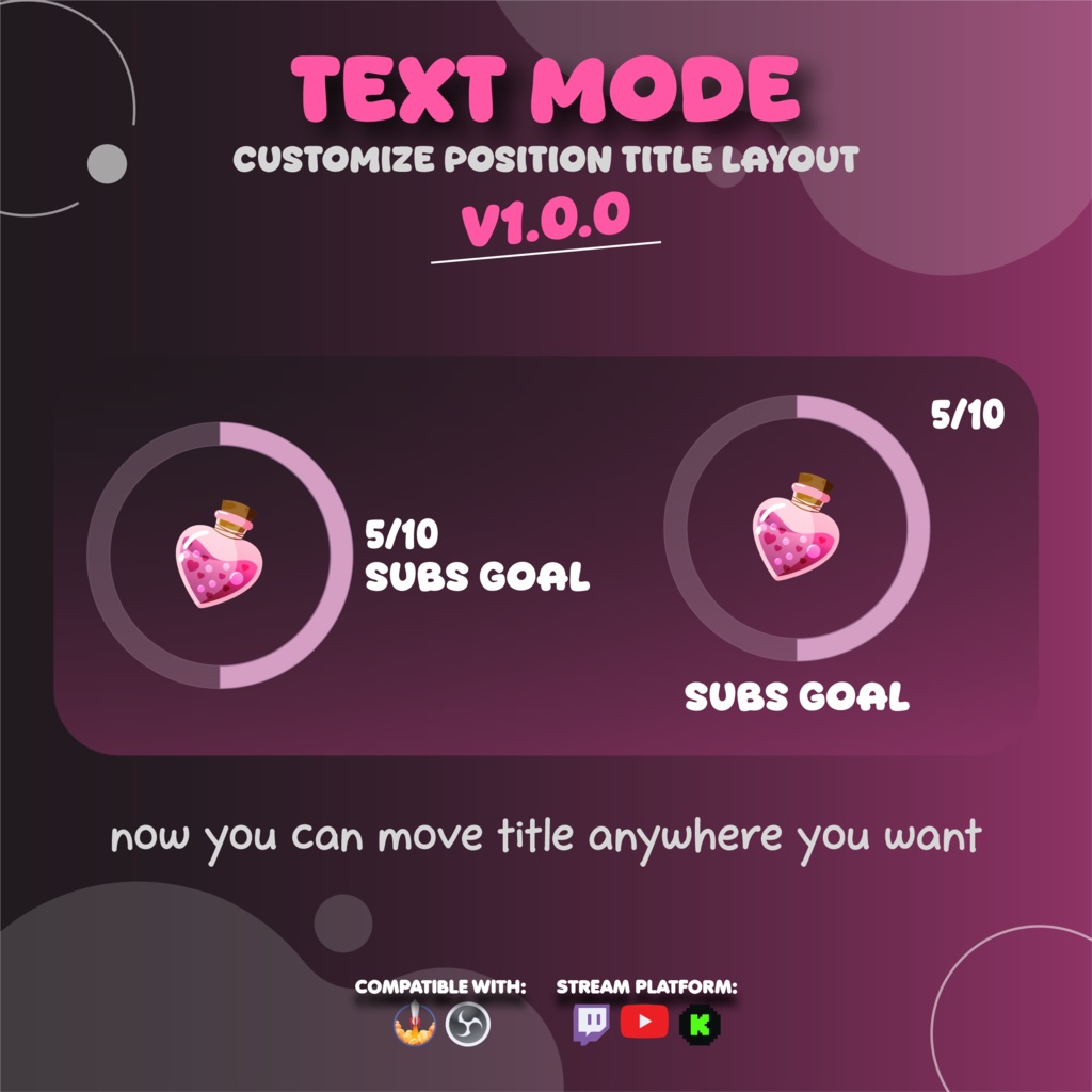 Round Goal Widget for Twitch & YouTube | Streamelement - Valentine Edition | Cute Pink (v1.0.0)