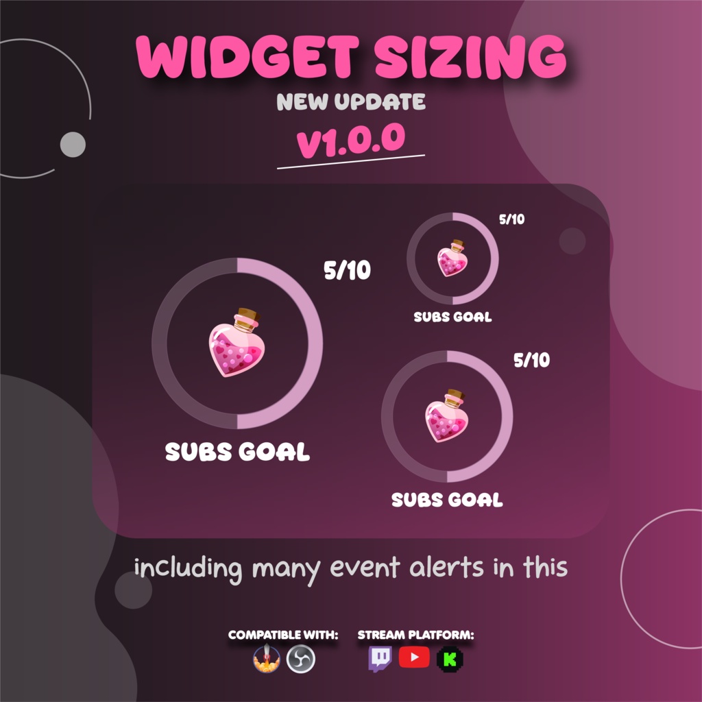 Round Goal Widget for Twitch & YouTube | Streamelement - Valentine Edition | Cute Pink (v1.0.0)
