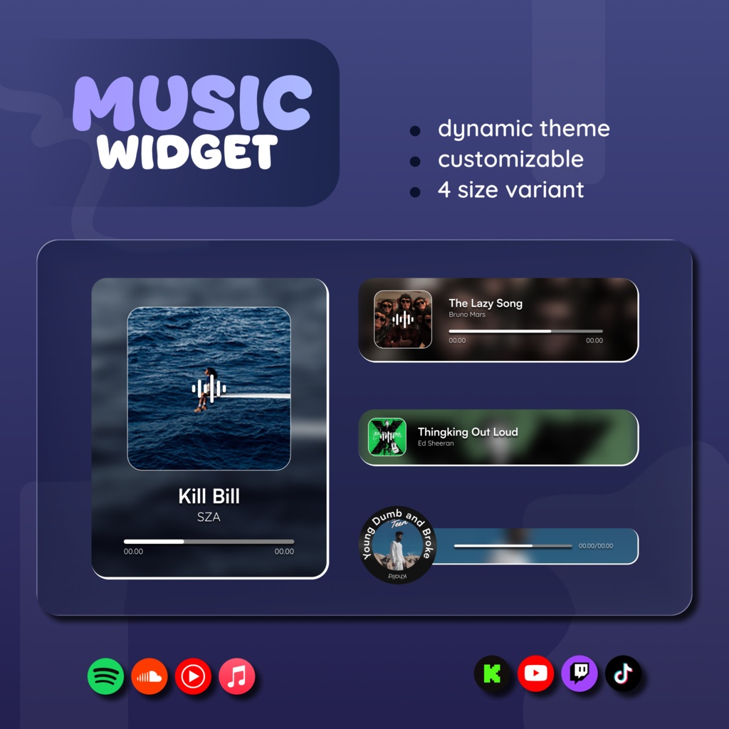 Spotify Music Widget for Streamers | Animated UI, Customize (Digital Download) | V1.0.0