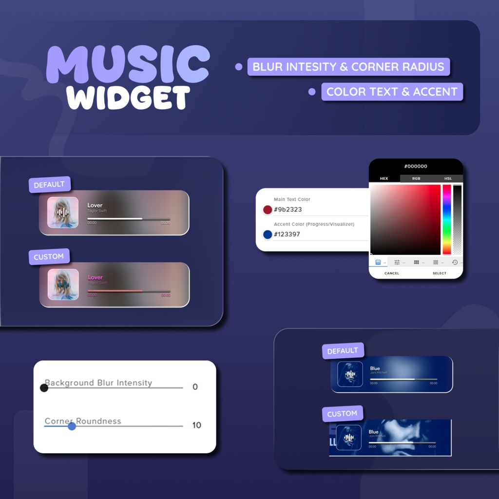 Spotify Music Widget for Streamers | Animated UI, Customize (Digital Download) | V1.0.0