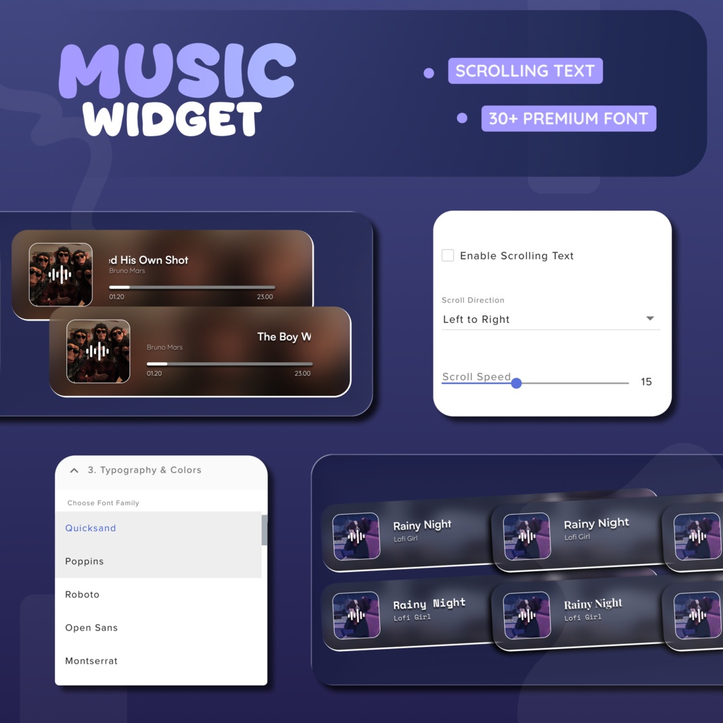 Spotify Music Widget for Streamers | Animated UI, Customize (Digital Download) | V1.0.0