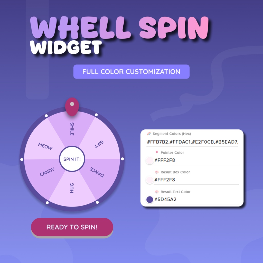 Spin Wheel Widget | Twitch & YouTube Spinner Overlay | StreamElements / OBS | Customizable