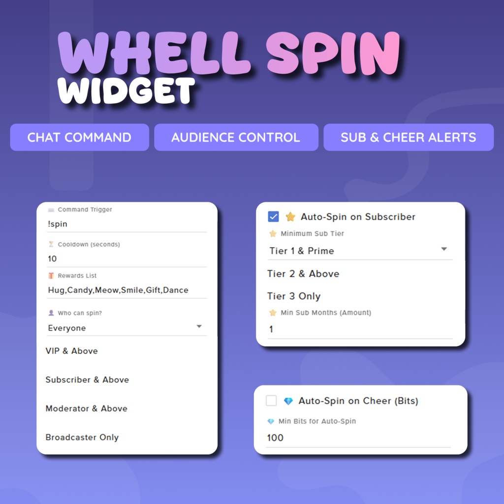 Spin Wheel Widget | Twitch & YouTube Spinner Overlay | StreamElements / OBS | Customizable