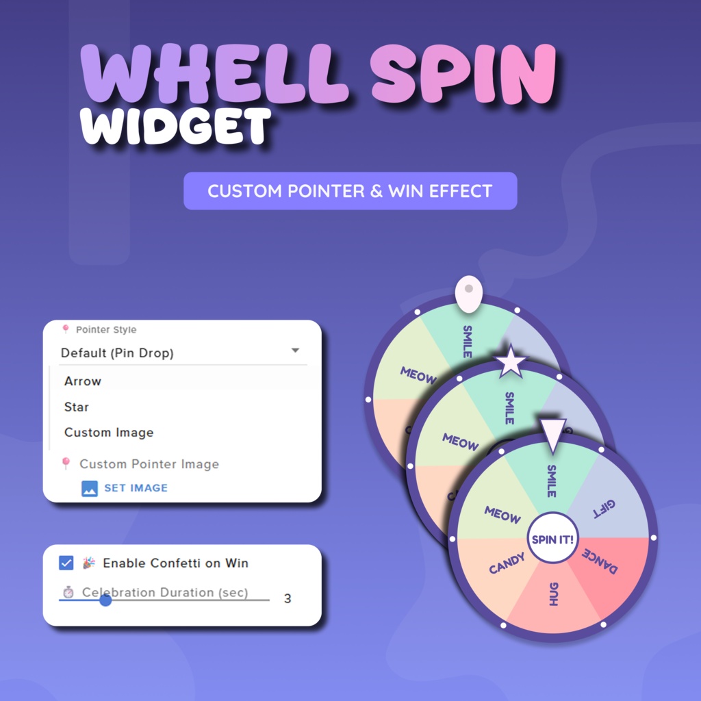 Spin Wheel Widget | Twitch & YouTube Spinner Overlay | StreamElements / OBS | Customizable