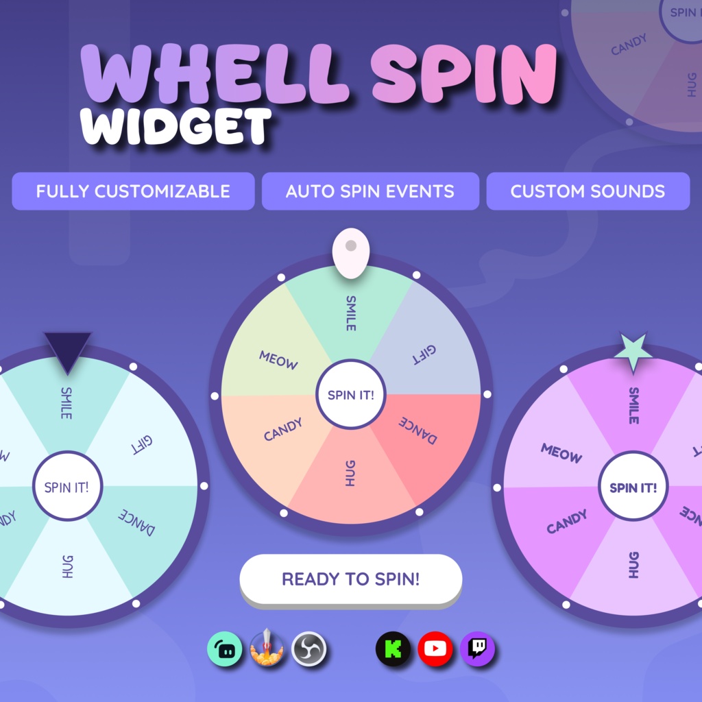 Spin Wheel Widget | Twitch & YouTube Spinner Overlay | StreamElements / OBS | Customizable