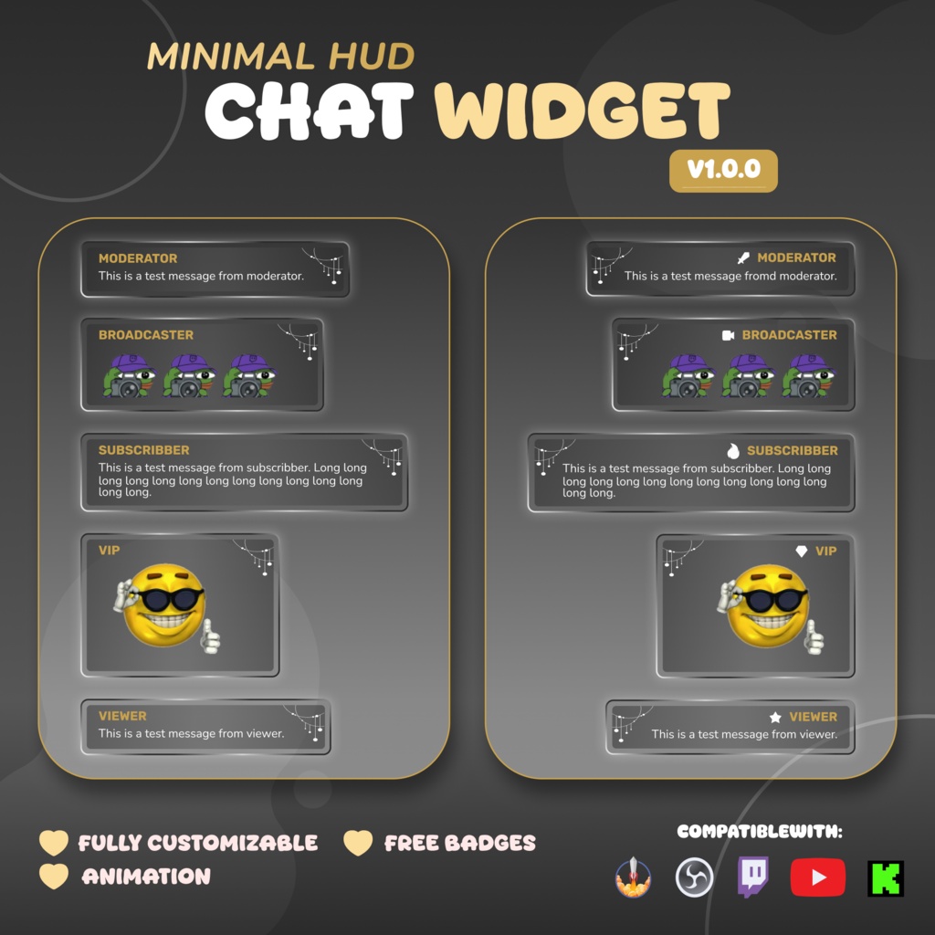 Minimal Glass Chat Widget for Twitch & YouTube - StreamElement (Digital Download) (v1.0.0)