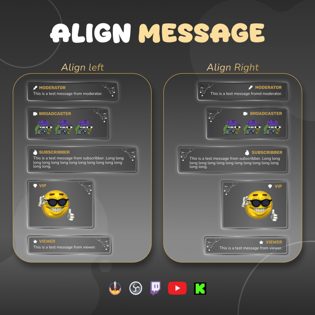 Minimal Glass Chat Widget for Twitch & YouTube - StreamElement (Digital Download) (v1.0.0)
