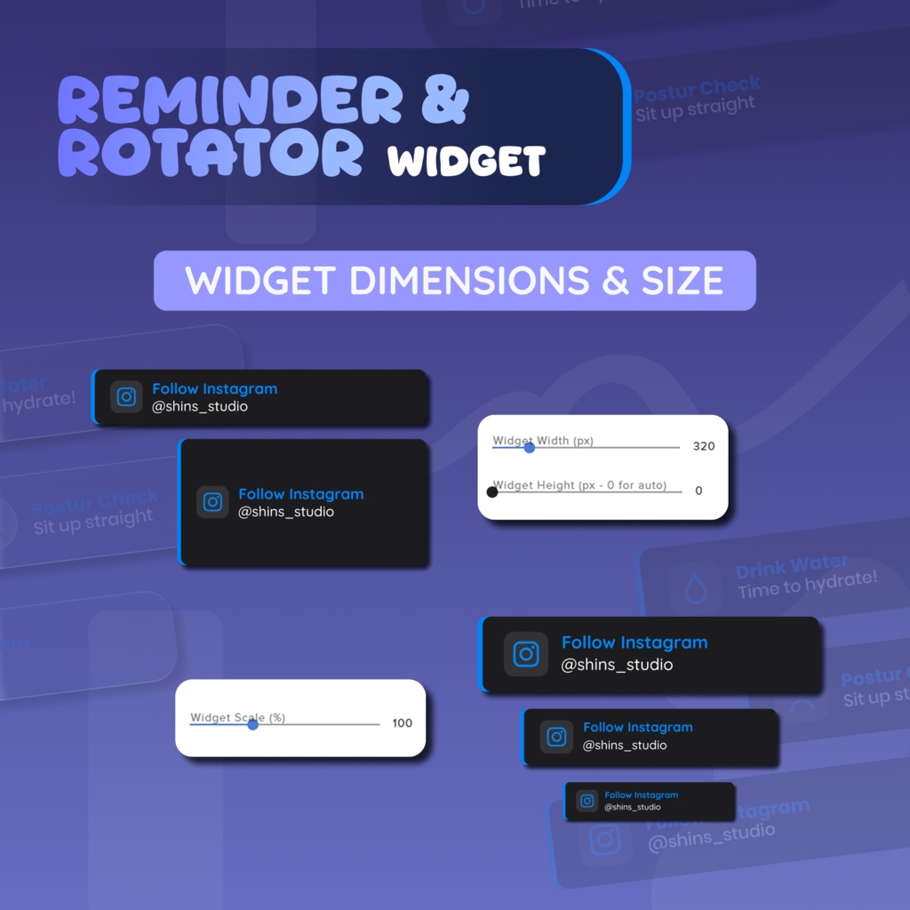 Reminder And Rotator Widget for Streamers | Animated UI, Customize (Digital Download) | V1.0.0