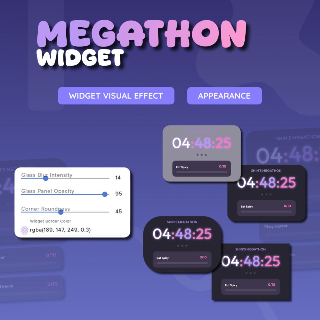 Megathon Widget (4 in 1) for Streamers | Animated UI, Customize (Digital Download) | V1.0.0