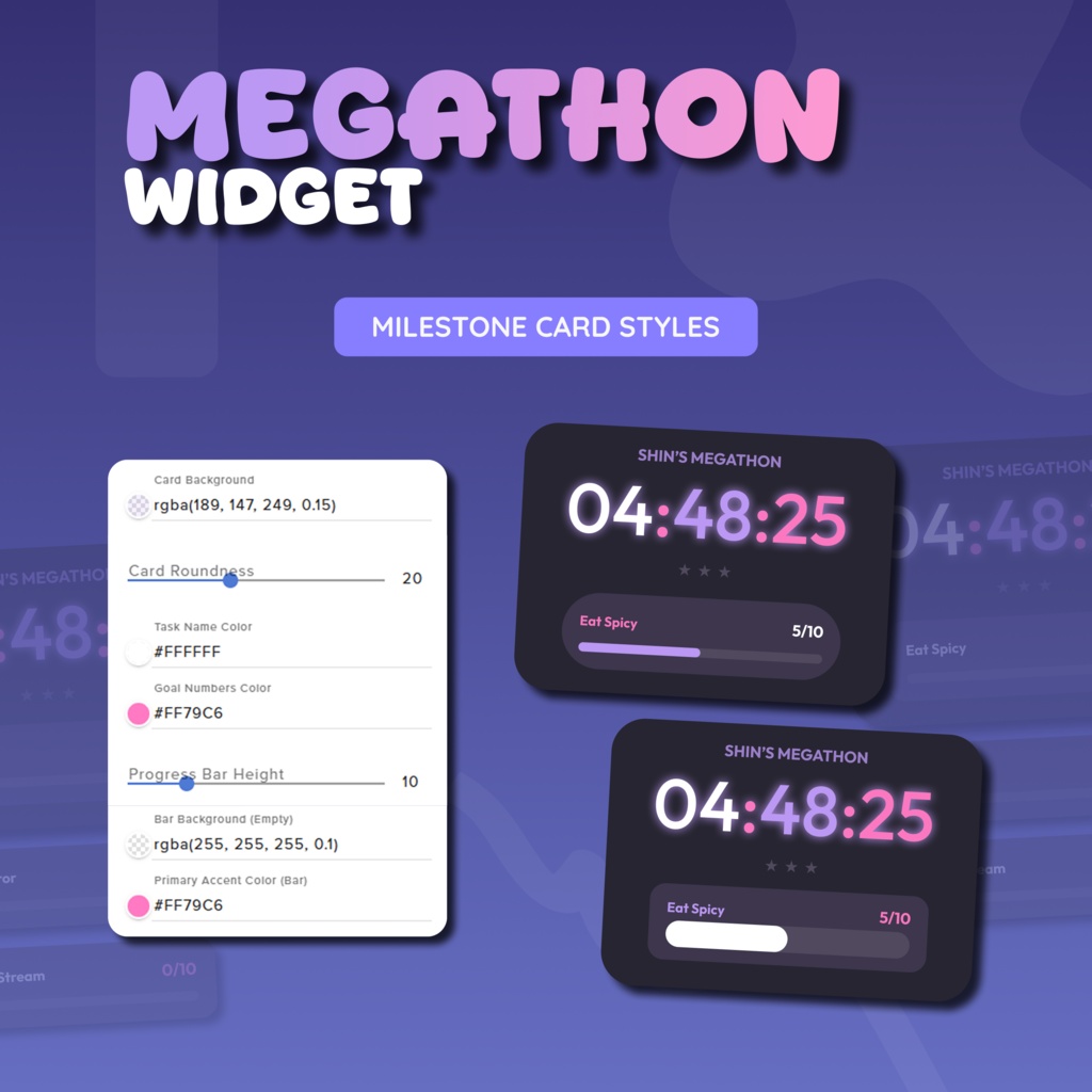 Megathon Widget (4 in 1) for Streamers | Animated UI, Customize (Digital Download) | V1.0.0