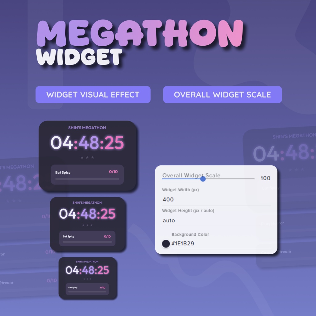 Megathon Widget (4 in 1) for Streamers | Animated UI, Customize (Digital Download) | V1.0.0