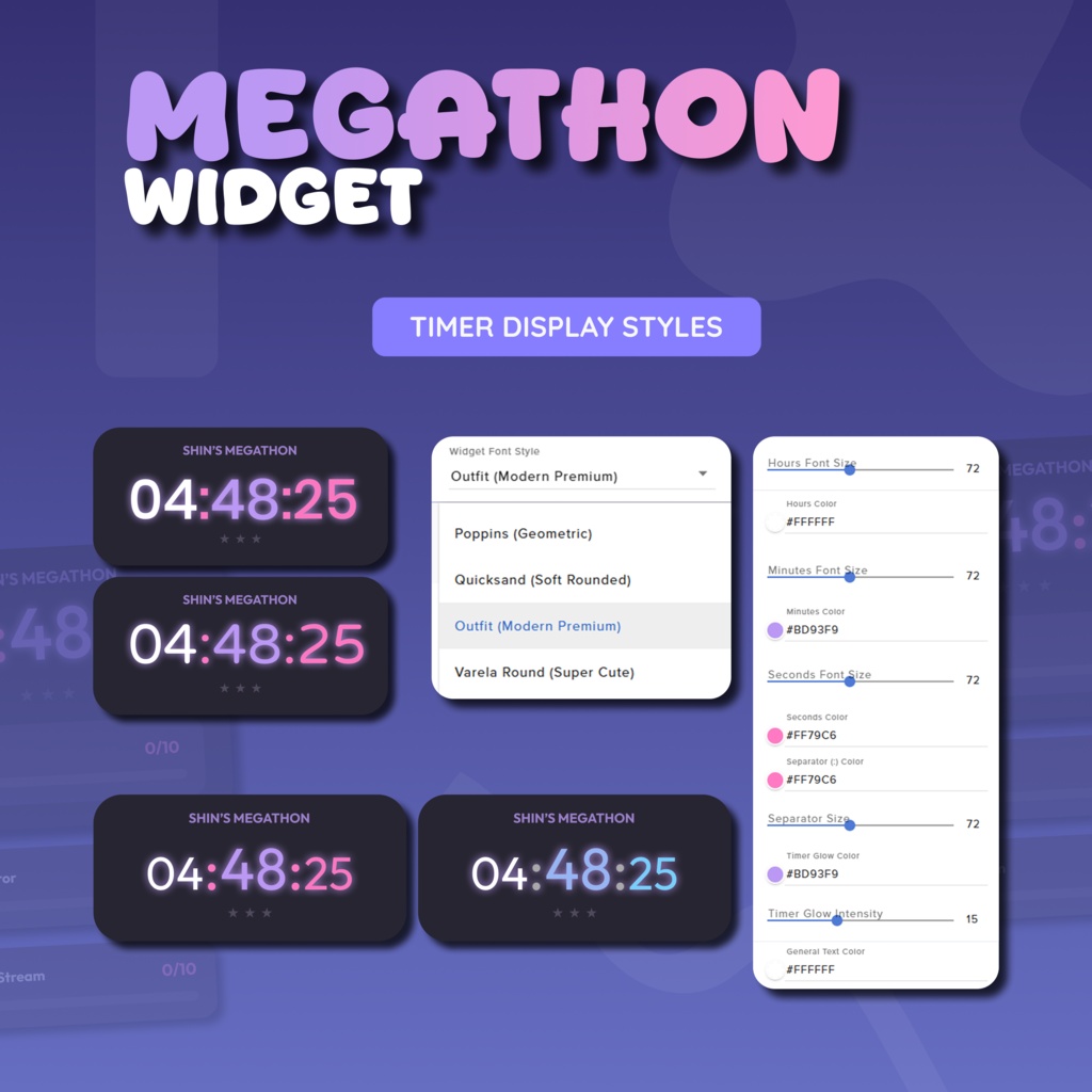 Megathon Widget (4 in 1) for Streamers | Animated UI, Customize (Digital Download) | V1.0.0