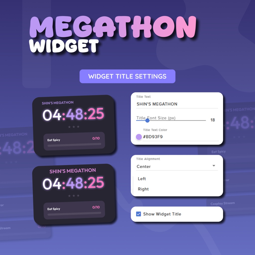 Megathon Widget (4 in 1) for Streamers | Animated UI, Customize (Digital Download) | V1.0.0