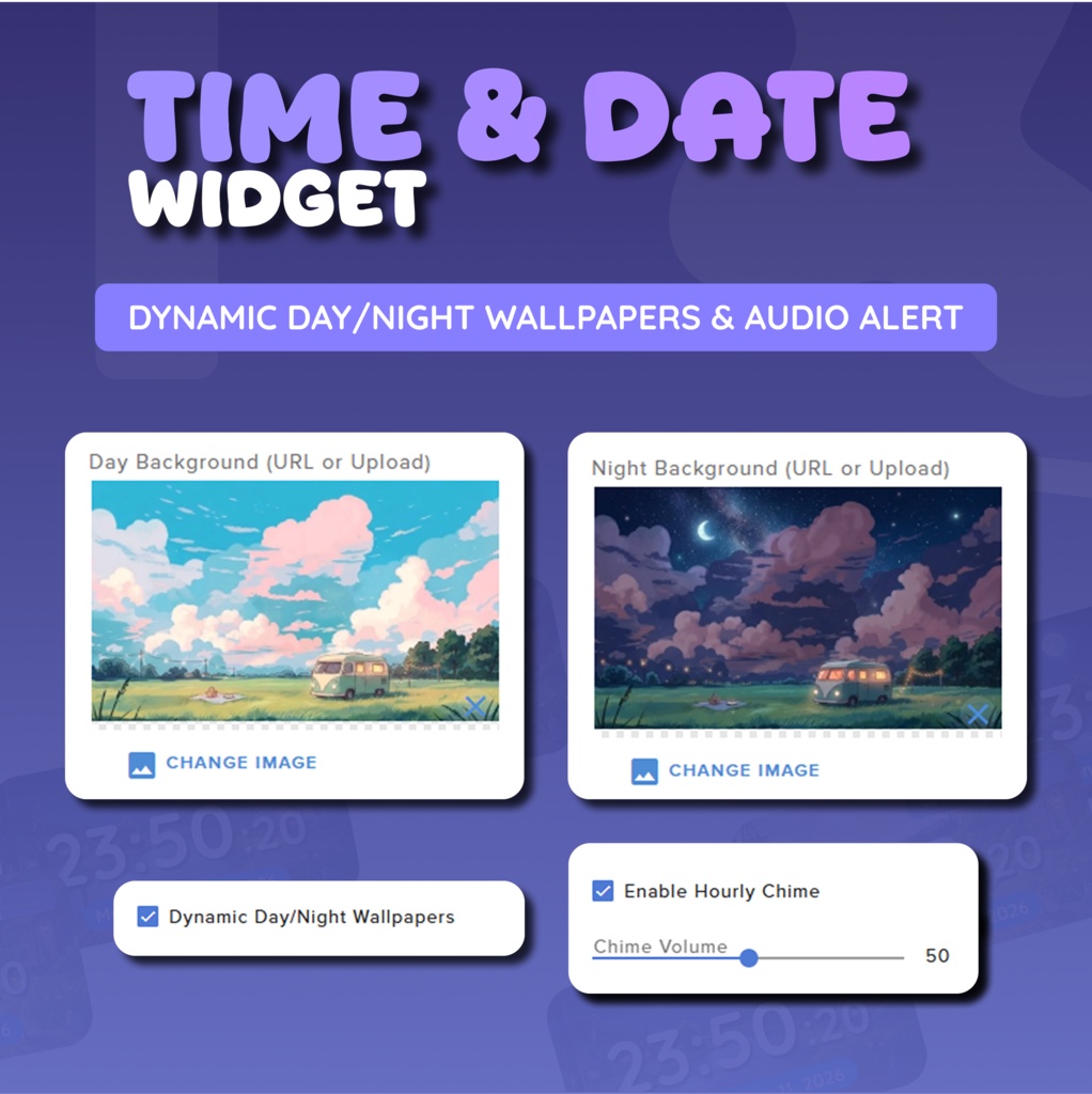 Date And Time Widget for Streamers | Streamelement And OBS, Customize (Digital Download) | V1.0.0