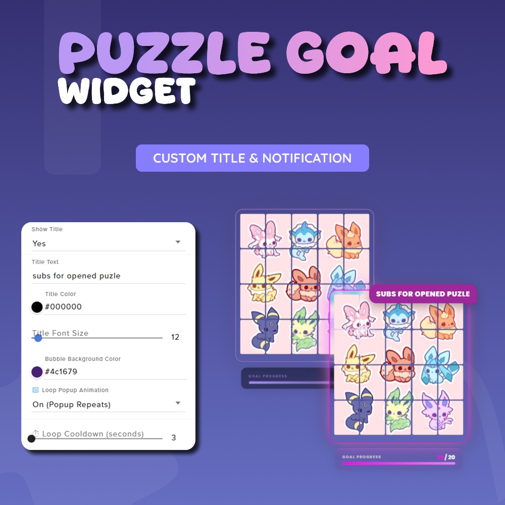 Puzzle Goal Widget for Streamers | Streamelements, Customize Widget (Digital Download) | V1.0.0