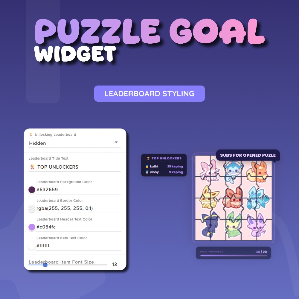 Puzzle Goal Widget for Streamers | Streamelements, Customize Widget (Digital Download) | V1.0.0