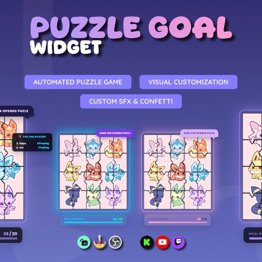 Puzzle Goal Widget for Streamers | Streamelements, Customize Widget (Digital Download) | V1.0.0