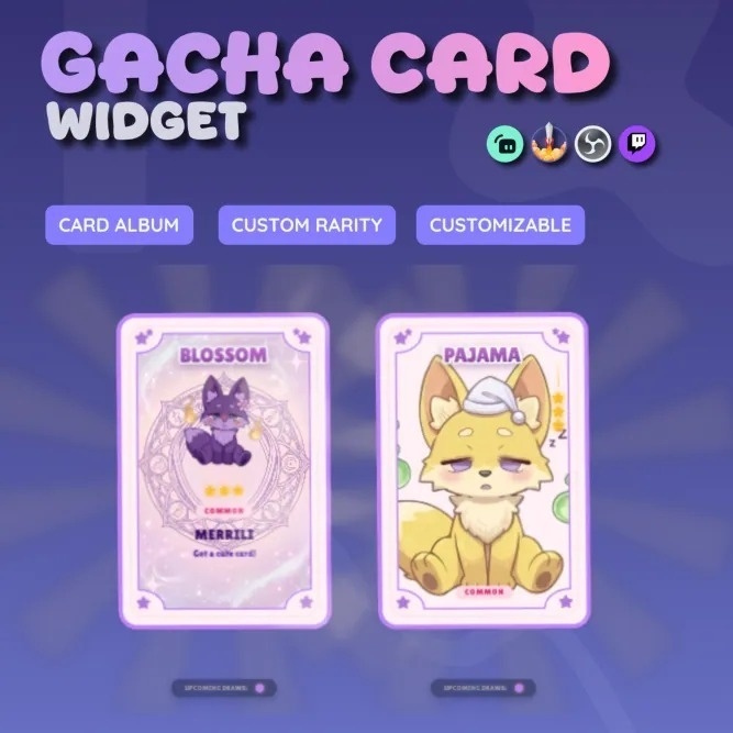 Gacha Card Widget for Streamers | Streamelement | Animated UI, Customize (Digital Download) | V1.0.0