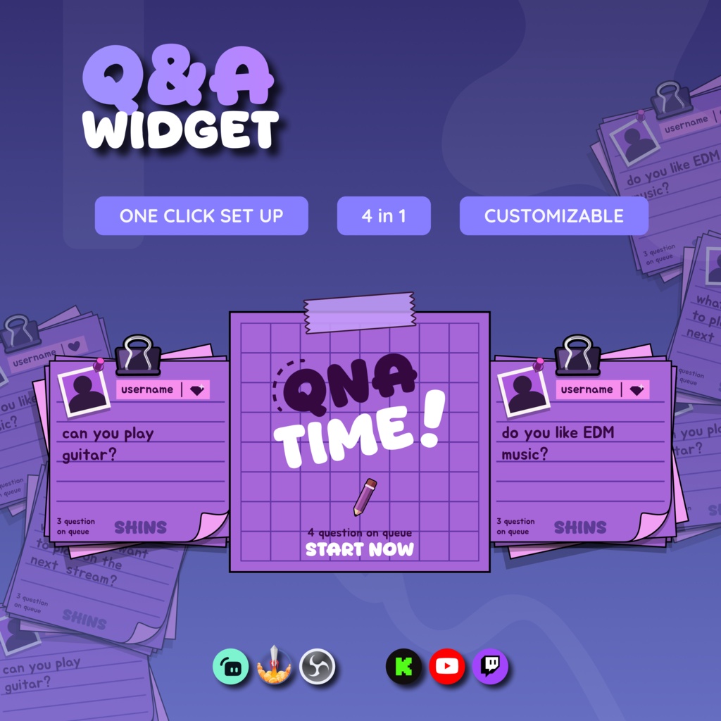 Q & A Widget for Streamers | Streamelement And OBS, Customize (Digital Download)