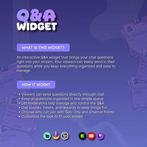 Q & A Widget for Streamers | Streamelement And OBS, Customize (Digital Download)
