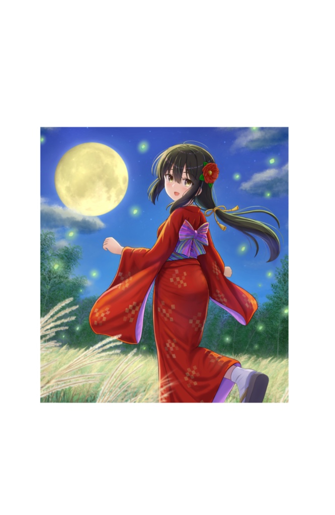 鎹アカネ「お月見」複製ミニ色紙／いろは