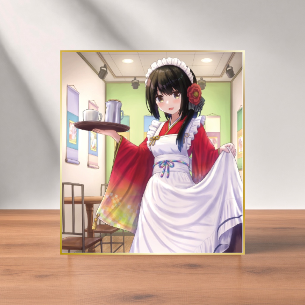 鎹アカネ「ギャラリーカフェへようこそ」複製ミニ色紙／いろは