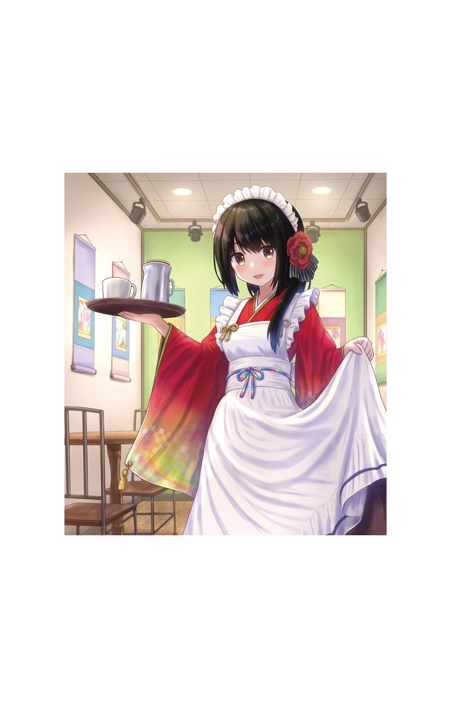 鎹アカネ「ギャラリーカフェへようこそ」複製ミニ色紙／いろは