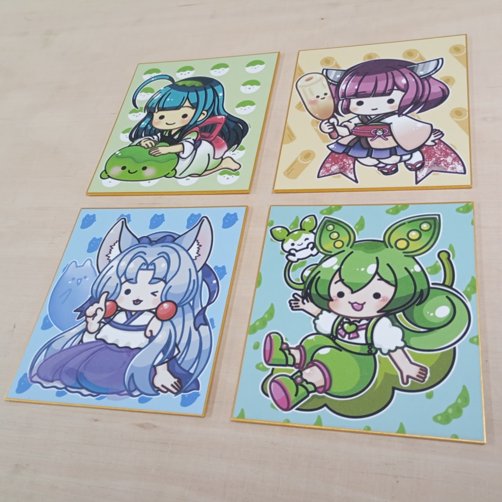 東北ずん子 東北きりたん 東北イタコ ずんだもん複製ミニ色紙/piyoko