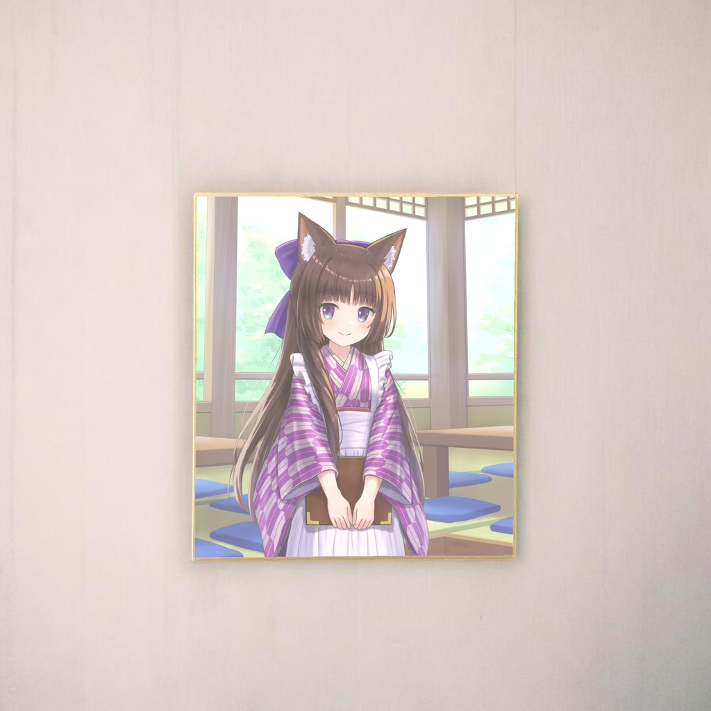 いろはコラボ　複製ミニ色紙「和メイド姿の睦月ちゃん」