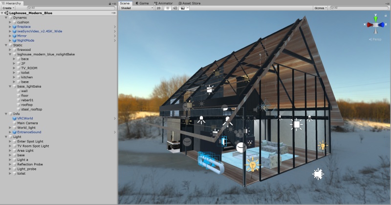 【SDK3対応版】Loghouse_Modern_Blue.V1.3