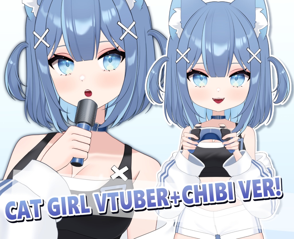 ゲーム猫娘!マイクとゲームコントローラーのアクションを含み、頭身を切り替え可能