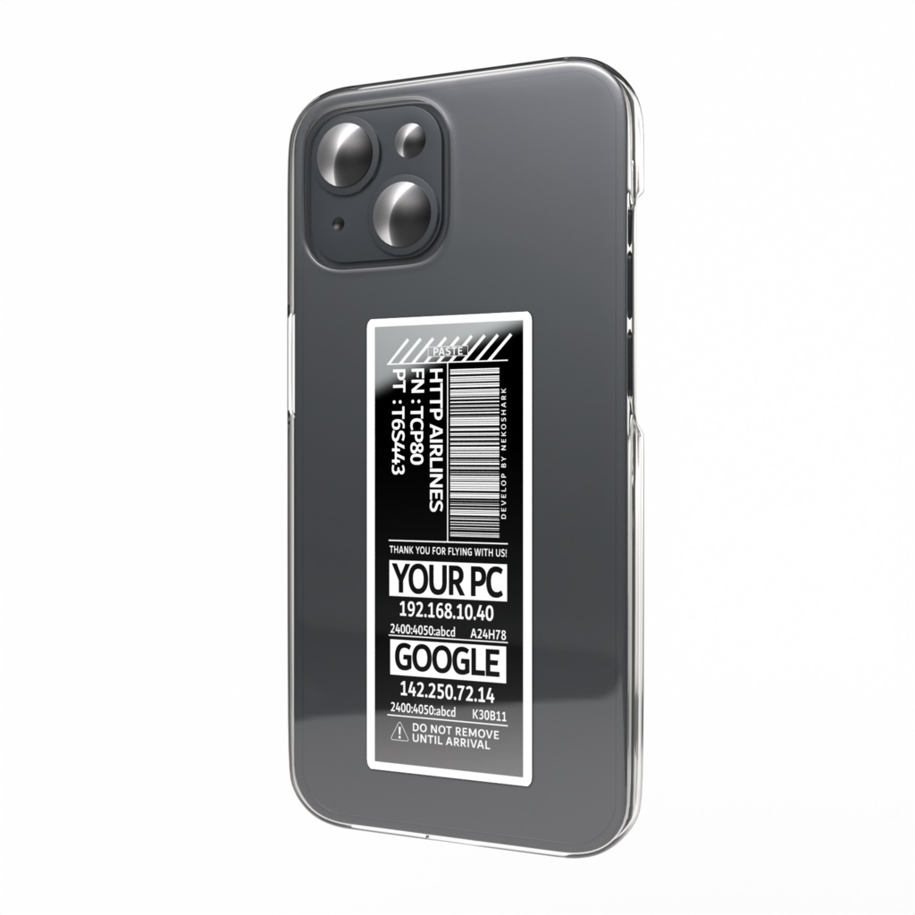 バゲージタグ風ステッカー(white + black)