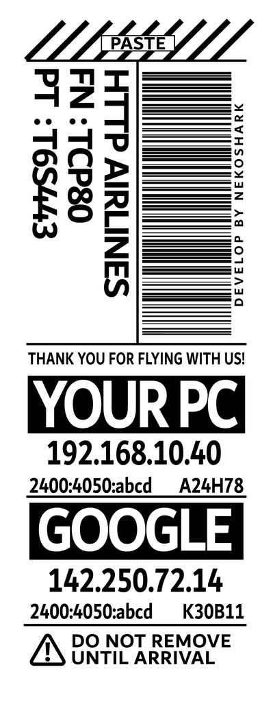 バゲージタグ風ステッカー(white + black)