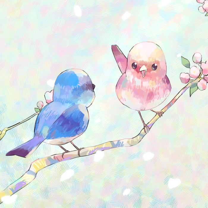 小鳥の母と子　フリーイラスト