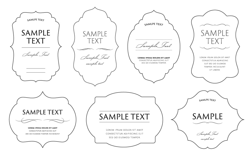 ベクター素材 線幅変更可能なクラシックなフレームと飾り枠のセット