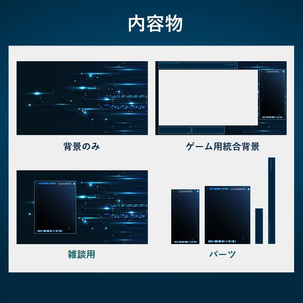 配信画面素材/オーバーレイ SF、サイバー風02