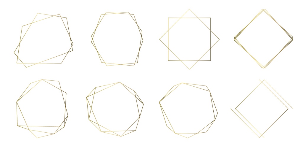 同人誌・配信・ショップ告知に使える ゴールドラインフレーム素材集 26点セット(PNG / ベクター付き)