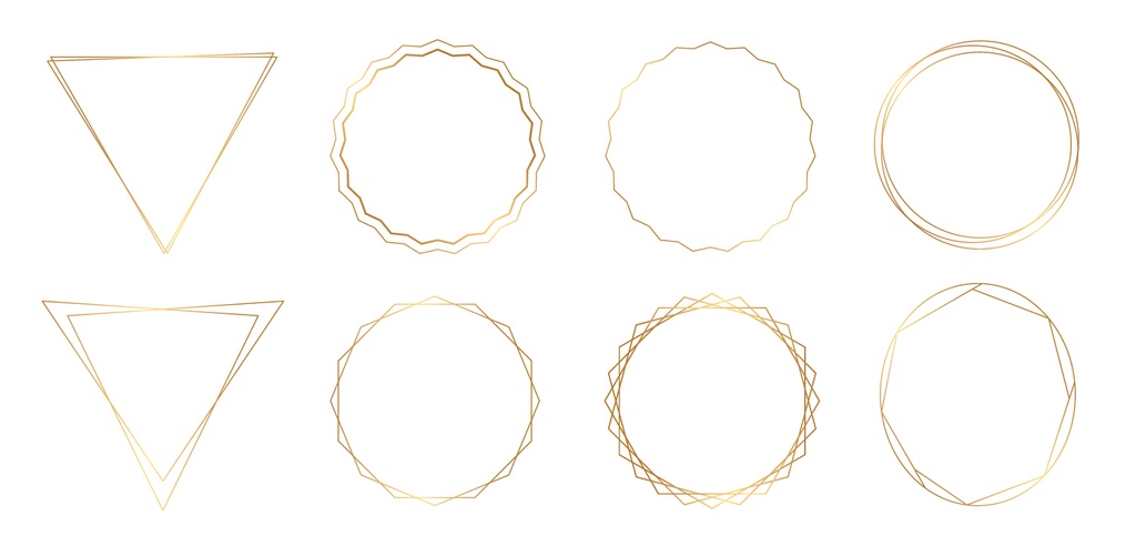 同人誌・配信・ショップ告知に使える ゴールドラインフレーム素材集 26点セット(PNG / ベクター付き)