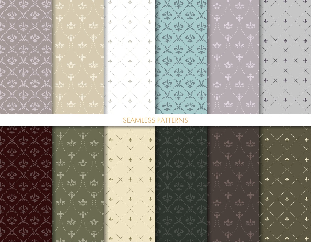 ダマスク柄背景12点セット【PNG＋ベクターAI収録】アンティーク・クラシカル・同人誌表紙・ポスター・デザイン素材