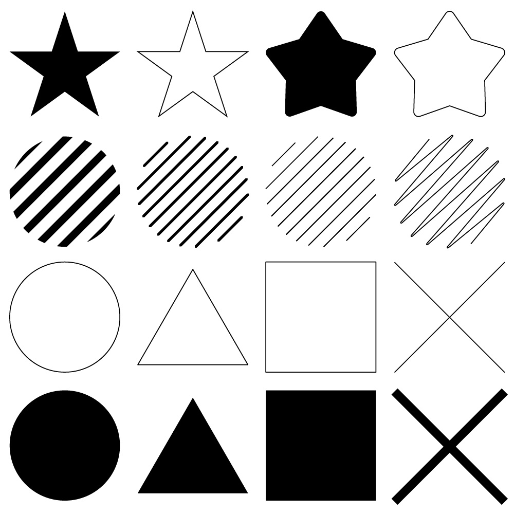 同人誌・ロゴ・表紙に使える図形素材セット|高解像度PNG+ベクターデータ付|装飾・見出し・デザイン素材