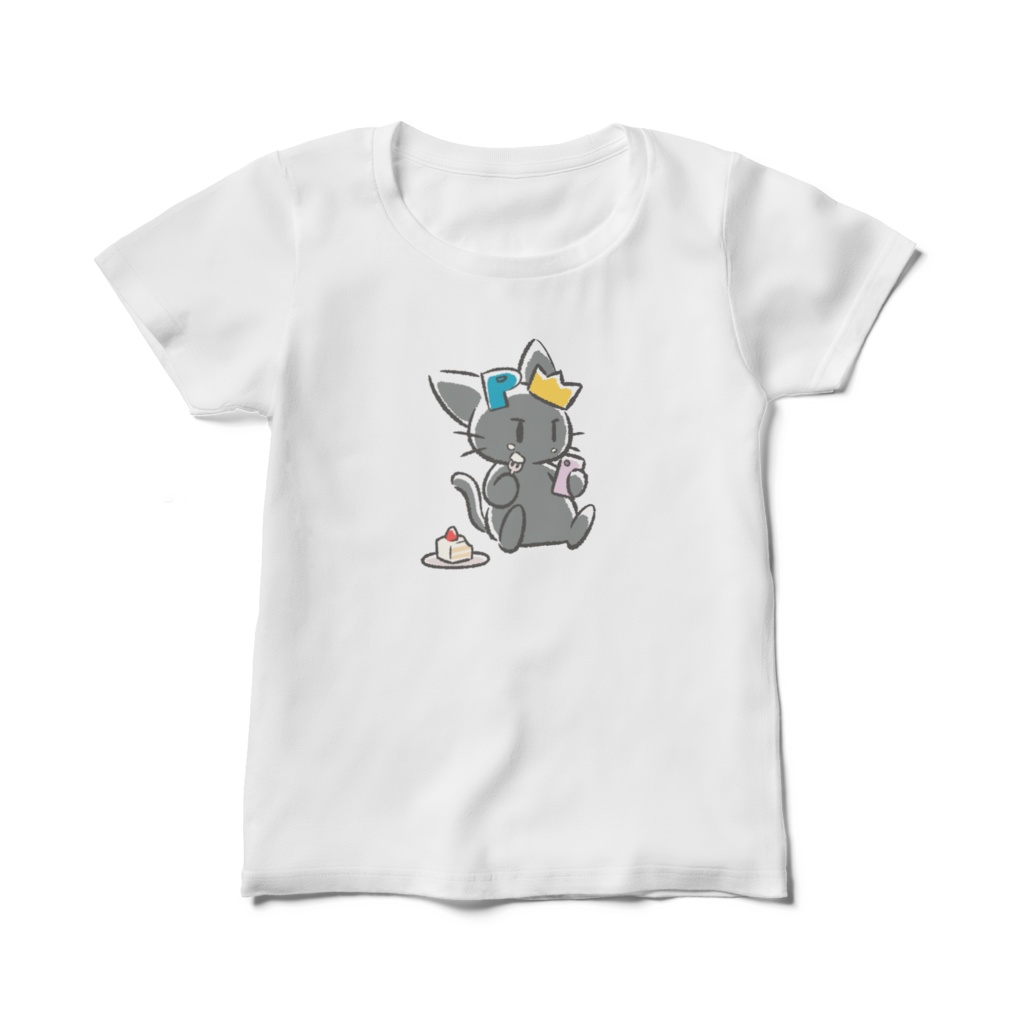 ぱる猫Tシャツ(白・レディース) - もぐもぐ -
