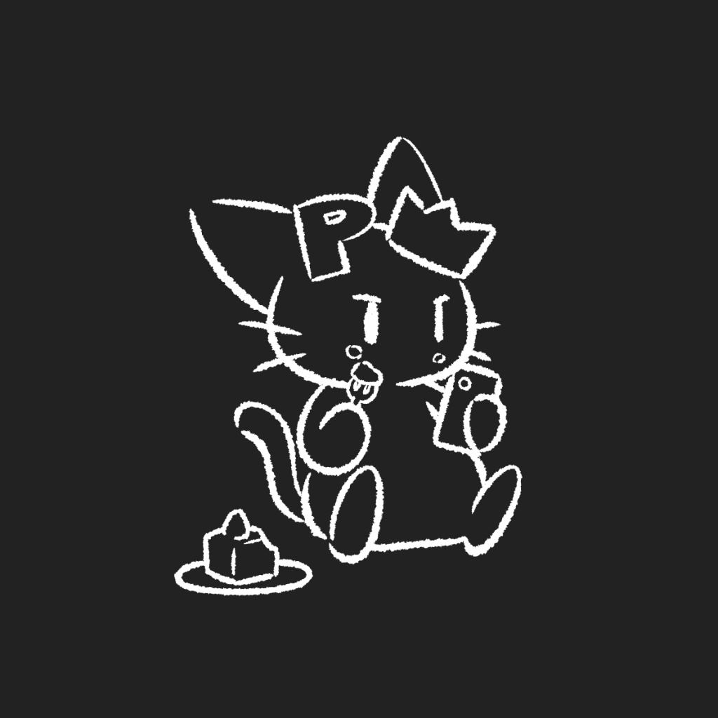 ぱる猫Tシャツ(黒) - もぐもぐ -