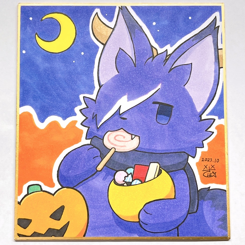 【11/27まで販売】ミニ色紙 ハロウィンにょるふ