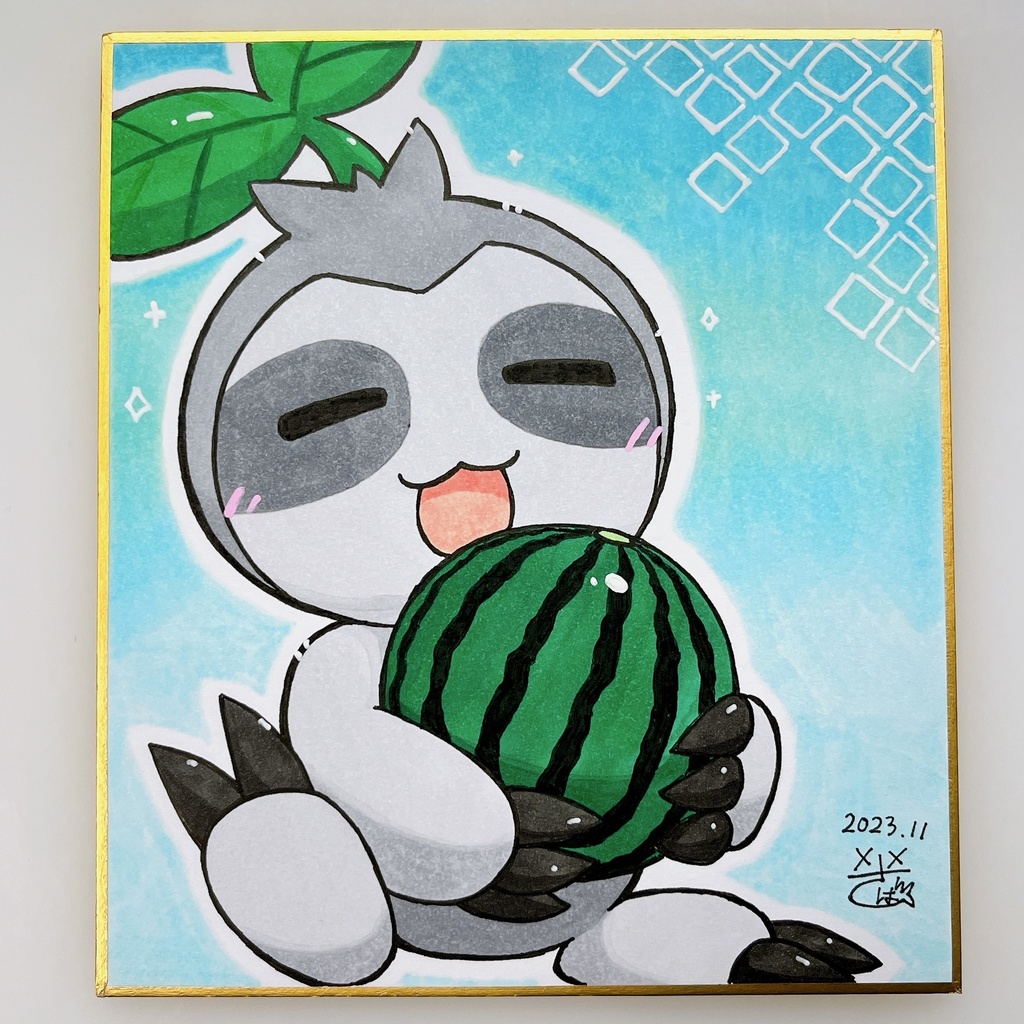 【11/27まで販売】ミニ色紙 スイカとすろすい