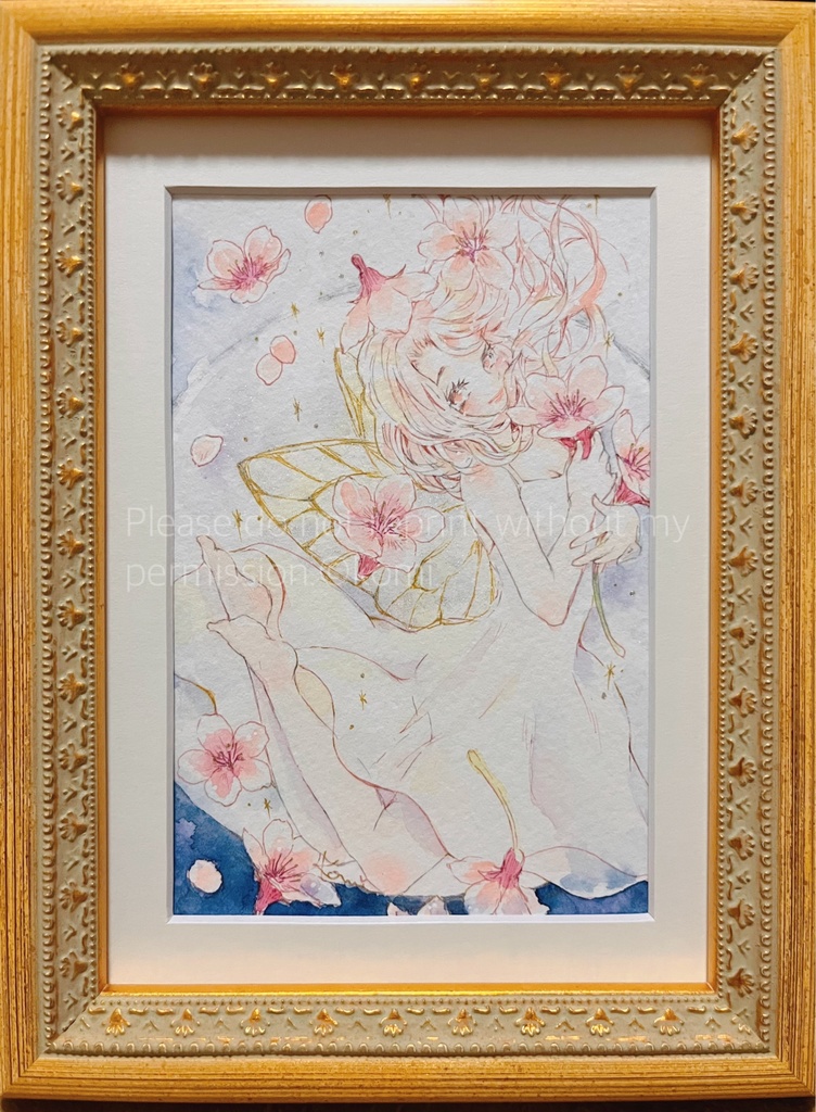 ポストカードサイズ原画-鱗粉を辿って-