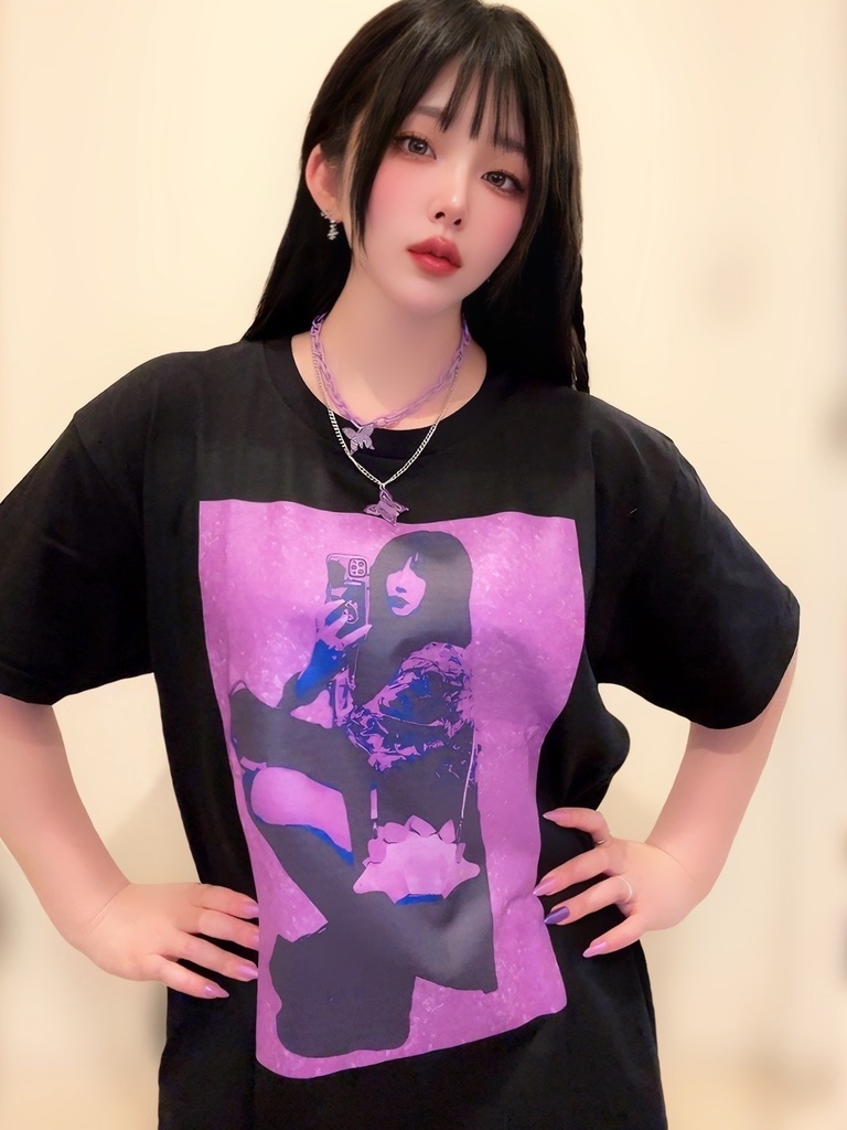 フォトTシャツ Black×Purple