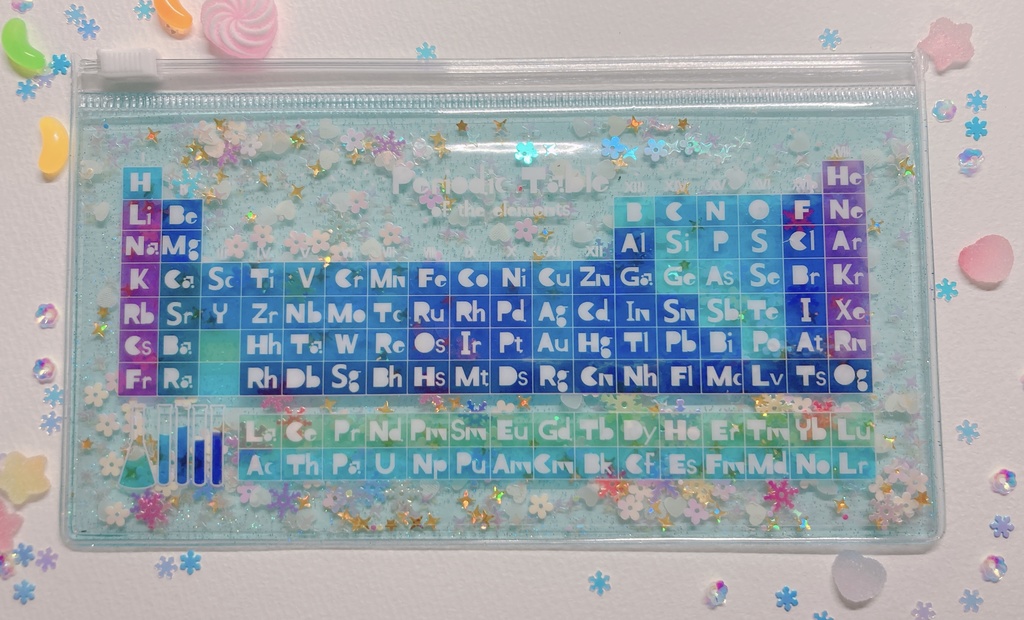 🌟グリッダー入り!🌟ゆめかわ🦄✨元素周期表スライダーポーチ♥️